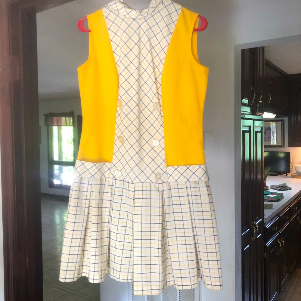 1970s Culottes Skort Drop Waist Dress